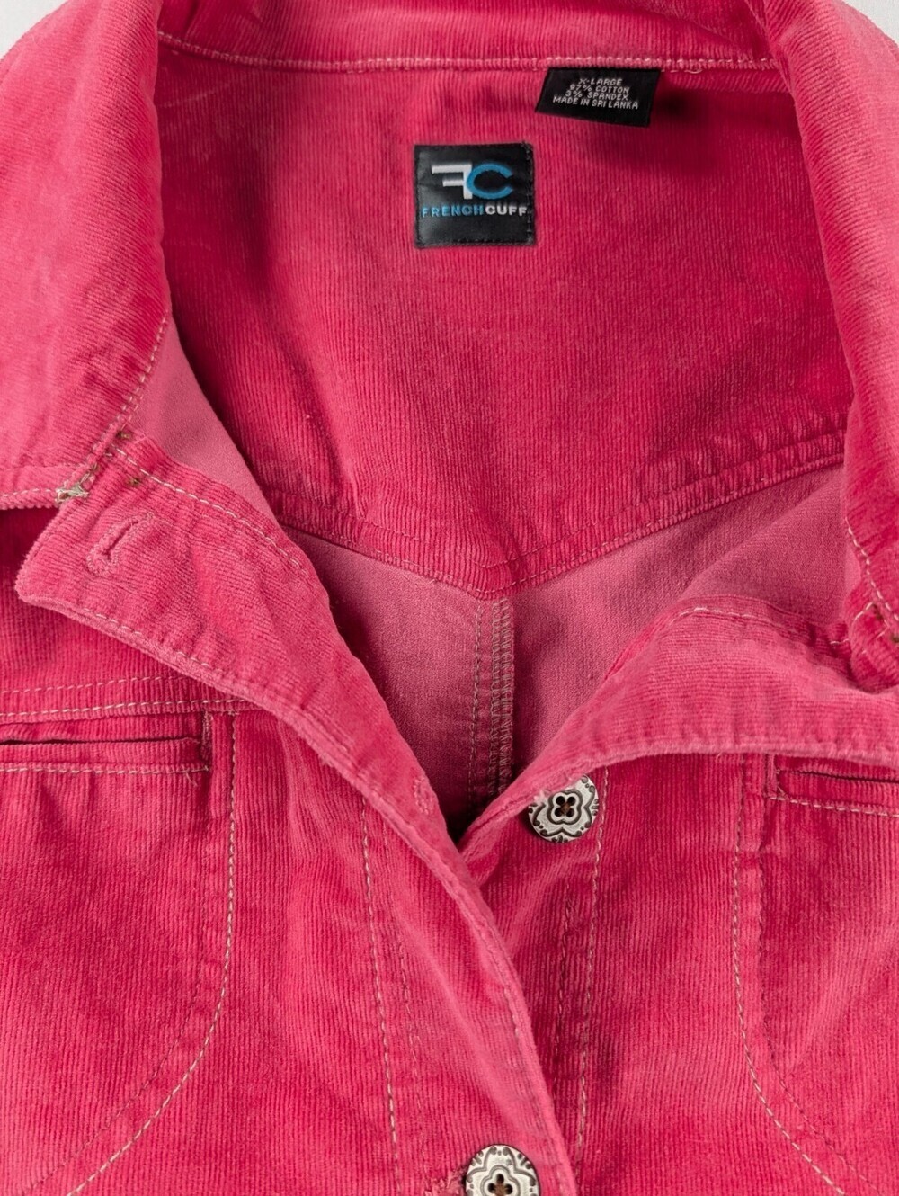 French Cuff Pink Fine Wale Corduroy Button Front Jacket Shacket Size XL - Picture 8 of 10